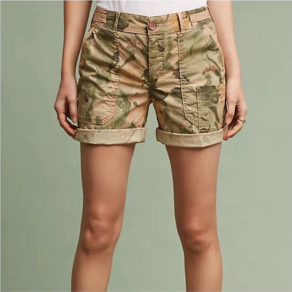 Anthropologie Camouflage Hei‎ Hei Watercolor Camo Utility Cargo Shorts 27